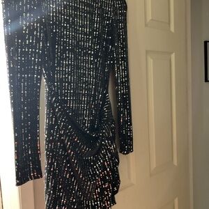 Astr Black Long Sleeve Sequin Dress